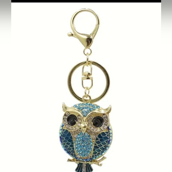Rhinestone Owl Keychain/Purse Charms, Pink, Blue & Black. NWT - Picture 2 of 5